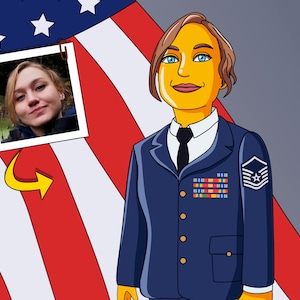 Master Sergeant Gift - Custom Portrait from Photo as Yellow Character, msgt e8