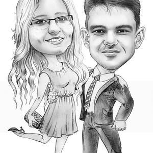 Couple Pencil Caricature Portrait from your Photo / custom caricature / couple caricature / couples gift portrait / couple pencil sketch Full Body Caricature