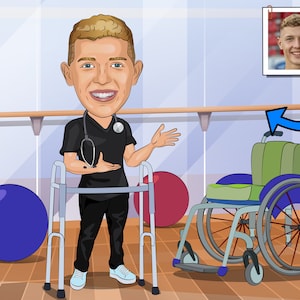 Presente para Técnico em Reabilitação - Caricatura Personalizada a Partir de Foto, Presente para Técnico em Reabilitação