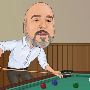 Pool Player Gift Custom Caricature Portrait From Photo / billiards player gift image 9