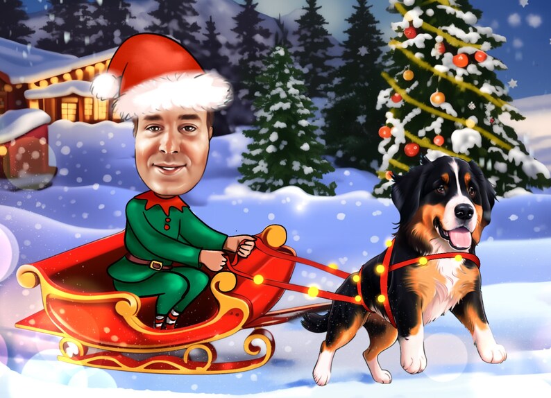 Anpassad julklapp med karikatyr av par, personligt tecknat porträtt (digital fil) bild 7