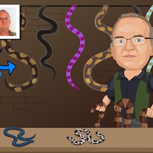 Snake Skin Collecting Gift - Custom Caricature From Photo, Snake Skin art