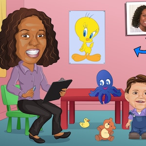 ABA Therapist Gift - Custom Caricature Portrait From Photo / bcba gift / autism teacher gift / ABA Therapy