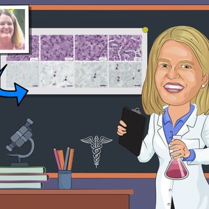 Histology Teacher Gift - Custom Caricature From Photo, Pathology teacher