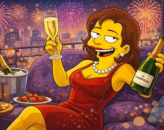 Champagne Lover Gift - Custom Cartoon Portrait