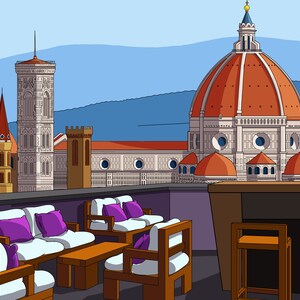 Florence Art - DIGITAL ILLUSTRATION, Firenze, Florence gift, Florence poster