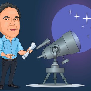 Stargazing Gift - Custom Caricature Portrait From Your Photo / stargaze gifts