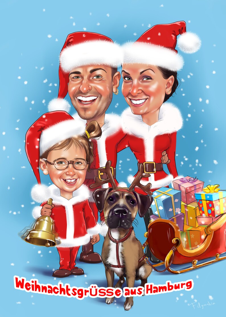 Anpassad julklapp med karikatyr av par, personligt tecknat porträtt (digital fil) bild 6