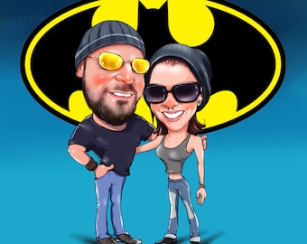 Couples Caricature - Full Body Digital Caricature / couple portrait gift / couple caricature / caricature gifts / custom caricature