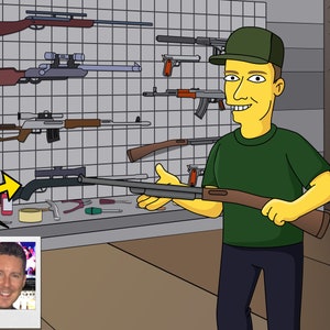 Gunsmith Gift - Custom Portrait from Photo as Yellow Character, Gunsmithing