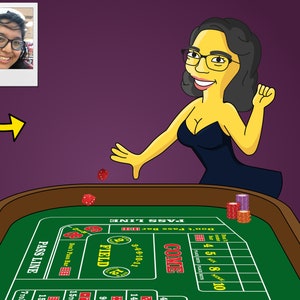 Craps Player Gift - Custom Portrait from Photo as Yellow Character, high roller
