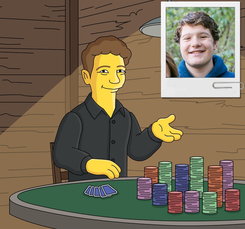 Cadeaus pokerspeler - aangepast cartoonportret van foto / pokerkunst / pokercadeaus voor mannen / pokerkunstwerk / cadeau kaartspeler / cadeau gokker afbeelding 1