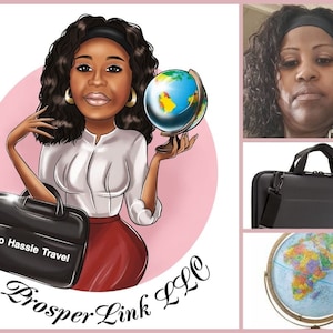 Travel Agent Logo - custom portrait for your business logo / travel agency logo / travel logo