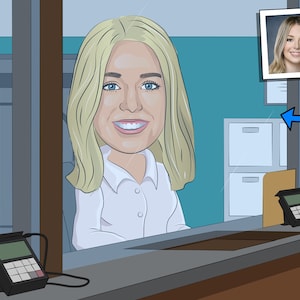 Bank Teller Gift - Custom Caricature Portrait From Your Photo / loan officer gift
