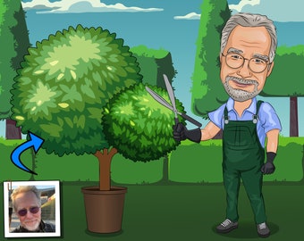 Topiary Gift - Custom Caricature Portrait From Your Photo