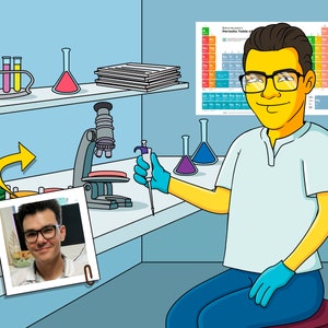Microbiologist Gift  - Custom Portrait from Photo as Cartoon Character / medical microbiology gifts / gift for microbiologists