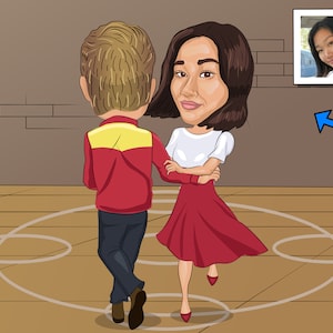 Square Dancing Gift - Custom Caricature Portrait From Your Photo, Square Dancer
