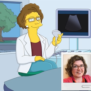 Prezent dla sonografa - spersonalizowany portret w kolorze żółtym / prezent dla technika ultrasonografii / prezenty dla sonografisty / kardiologa-technika ultrasonografii