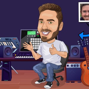 Songwriter Gift - Custom Caricature From Photo, Song writing, Song writer, Songwriting
