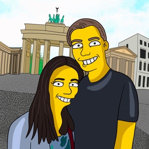 Berlin Gift - Custom Yellow Cartoon Portrait van Photo, Berlin poster, Berlin wall art, Brandenburger Tor
