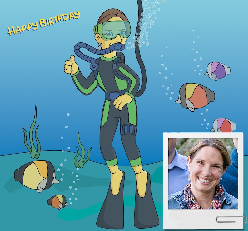 Marine Biologist Gift Custom Portrait as Yellow Cartoon Etsy Australia