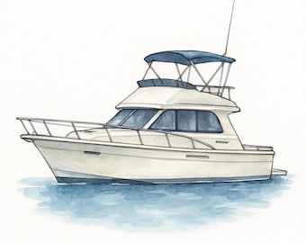 Custom Boat Portrait from your Photo: Watercolor Style Illustration