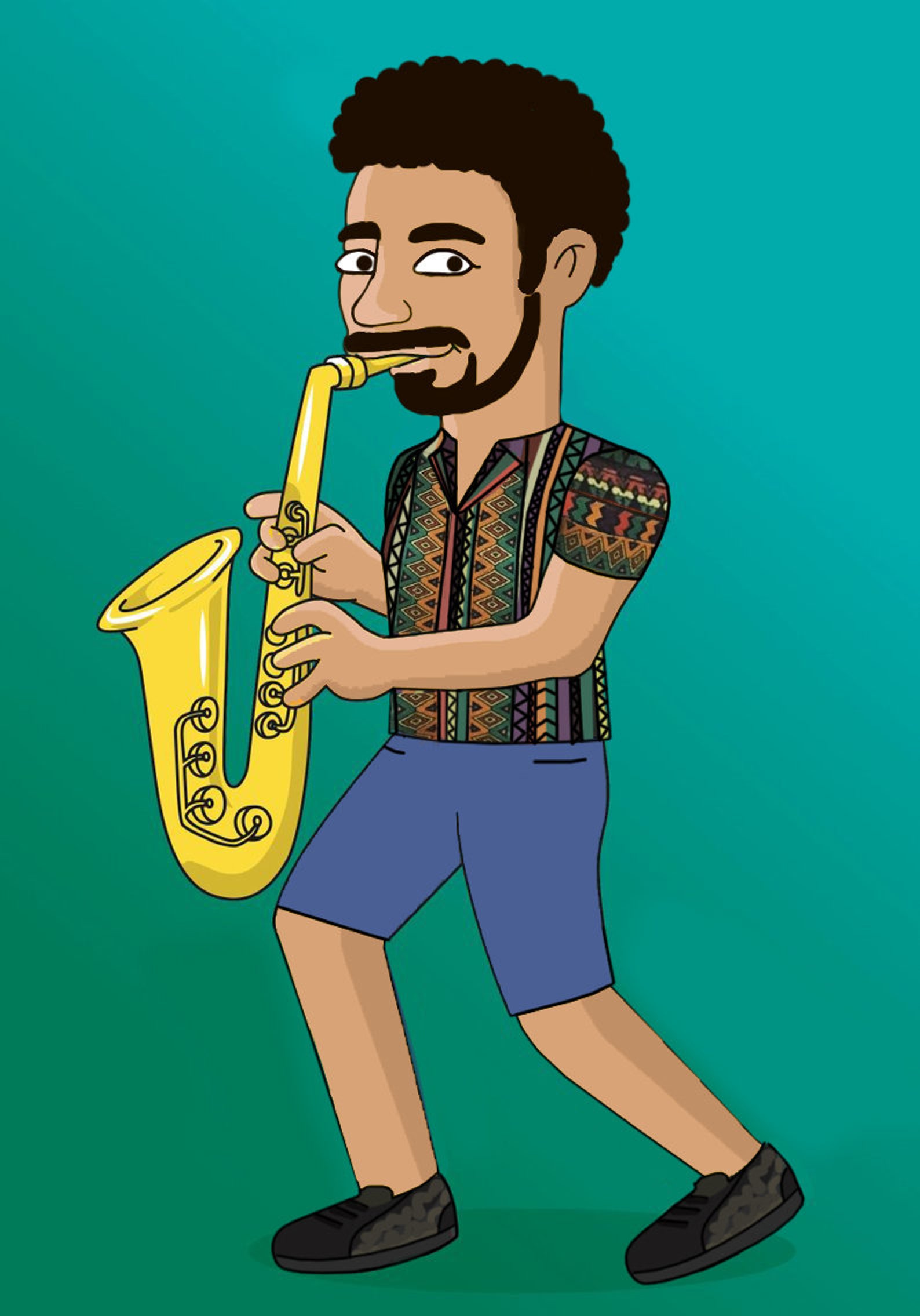 Saxophone Player Gift Custom Portrait From Photo as Yellow Etsy
