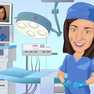 Operating Room Nurse Gift - Custom Caricature From Your Photo, surgery nurse, surgical tech