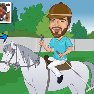 Polo Player Gift - Custom Caricature From Photo, polo art, polo gifts