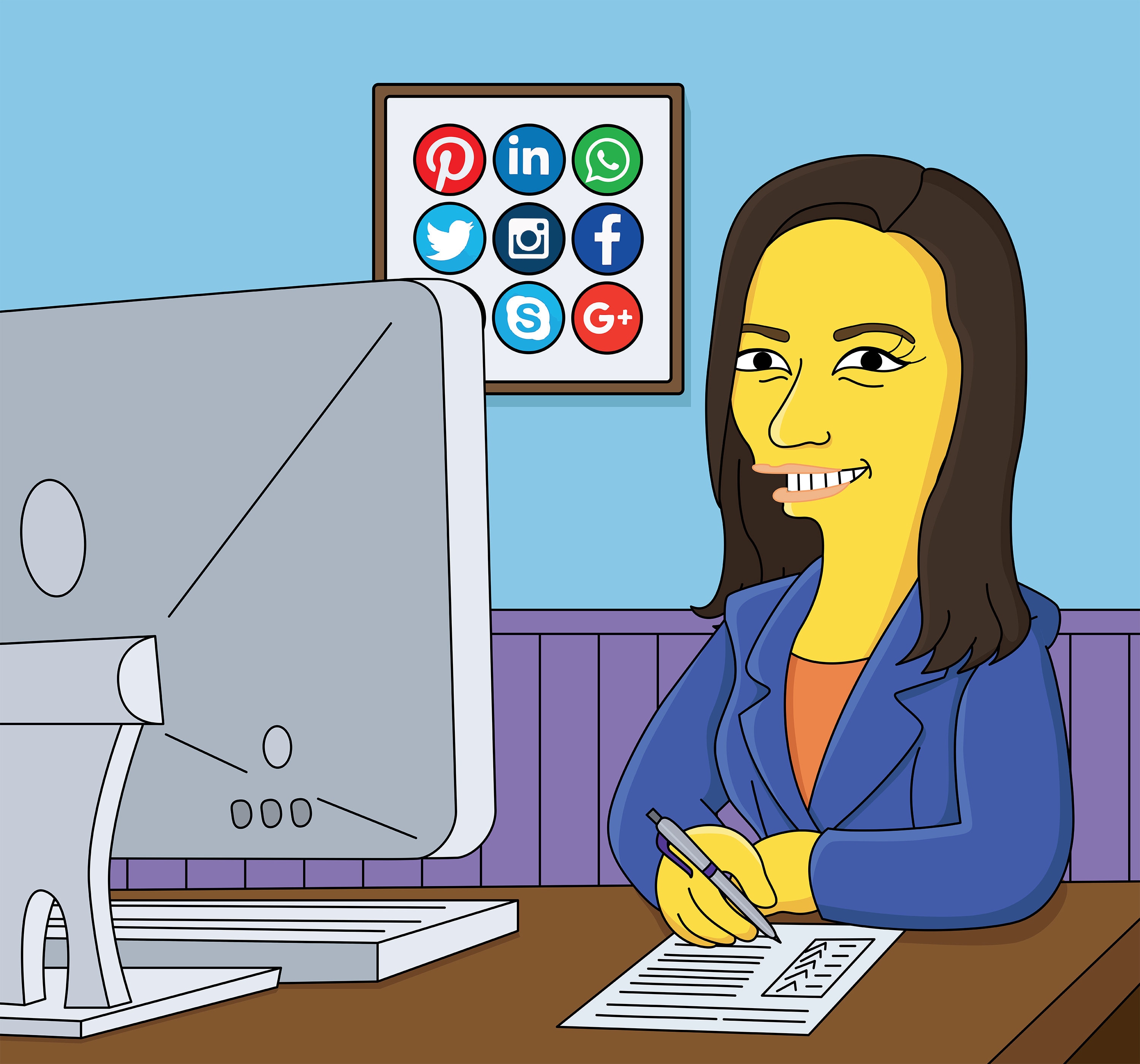 Virtual Assistant Gift - Custom Portrait as Cartoon Character / VA Gift / Personal Assistant Gift