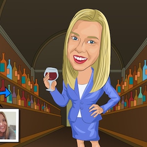 Cadeau wijnliefhebber - aangepast karikatuurportret van foto / cadeau sommelier / moeder wijnliefhebber