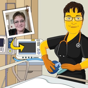 Respiratory Therapist Gifts - Custom Portrait as Cartoon Character, RRT, Pulmonologist Gift, pulmonology gift, respiratory therapy gifts RT