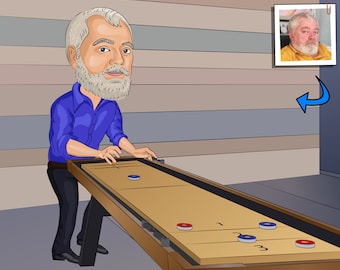Shuffleboarder Geschenk - Benutzerdefinierte Karikatur Porträt von Ihrem Foto / Shuffleboarder Geschenk