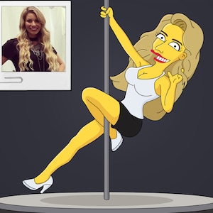 Pole Dancer Gift - Custom Portrait as Yellow Cartoon Character / pole dancing gift / pole fitness gift