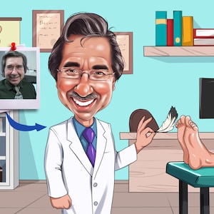 Presente para podólogo - Caricatura personalizada de foto, presentes para podologia