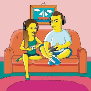 Gift for Gamer - Custom Portrait from Photo / geeky wedding gifts / gamer couple gift / geeky anniversary / gamer gifts for men