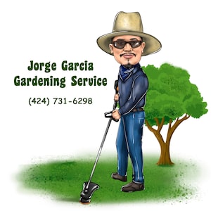 Gardening Logo - custom cartoon logo, landscape logo, gardener logo, landscaping logo