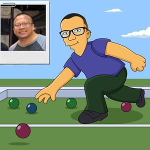 Bocce Player Gift - Custom Portrait from your Photo / lawn bowling gift / lawn bowls gifts
