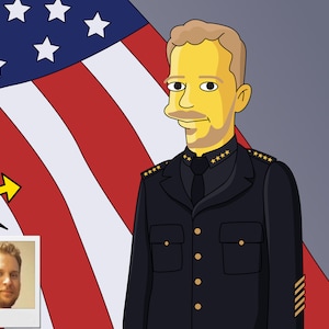 Police Chief Gift - Custom Portrait from Photo as Yellow Character