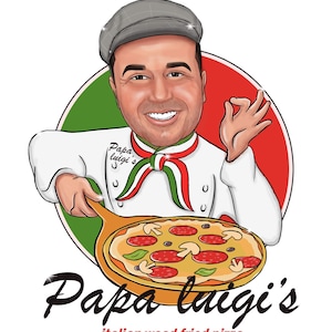 Pizza Logo - individuelles Cartoon Logo für Ihr Geschäft, Pizzabäcker