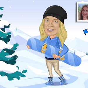 Snowboarder Gift - Custom Caricature From Photo, snowboarding gifts, snowboard art