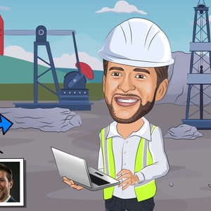 Petroleum Engineer Geschenk - Benutzerdefinierte Karikatur vom Foto, Wirtschaftsingenieur
