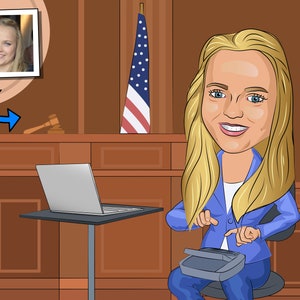 Court Reporter Gift - Custom Caricature Portrait From Your Photo