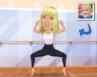 Barre Gift - Custom Caricature From Photo, ballet barre