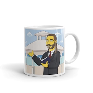 Wedding officiant gift mug, yellow cartoon character custom portrait mug, ordained minister thank you gift, officiant mug