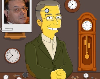 Watchmaker Gift - Custom Portrait from your Photo as Yellow Character / watchmaking gift / watch repair