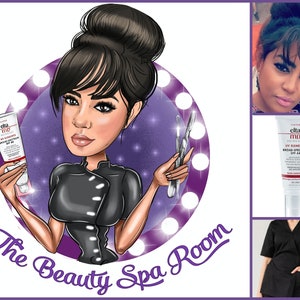 Diseño de logotipo de spa de belleza: logotipo de retrato de dibujos animados personalizado para su negocio / logotipo de salón de belleza