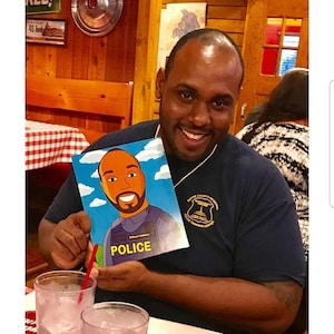 Police Officer Gifts  - Custom Portrait from Photo as Yellow Cartoon Character / police graduation / police gifts for him / sheriff cartoon