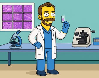 Histology Tech Gift: aangepast portret van foto als geel personage, histotech