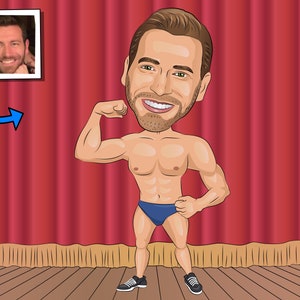 Bodybuilder Gift - Custom Caricature From Photo, Bodybuilding art